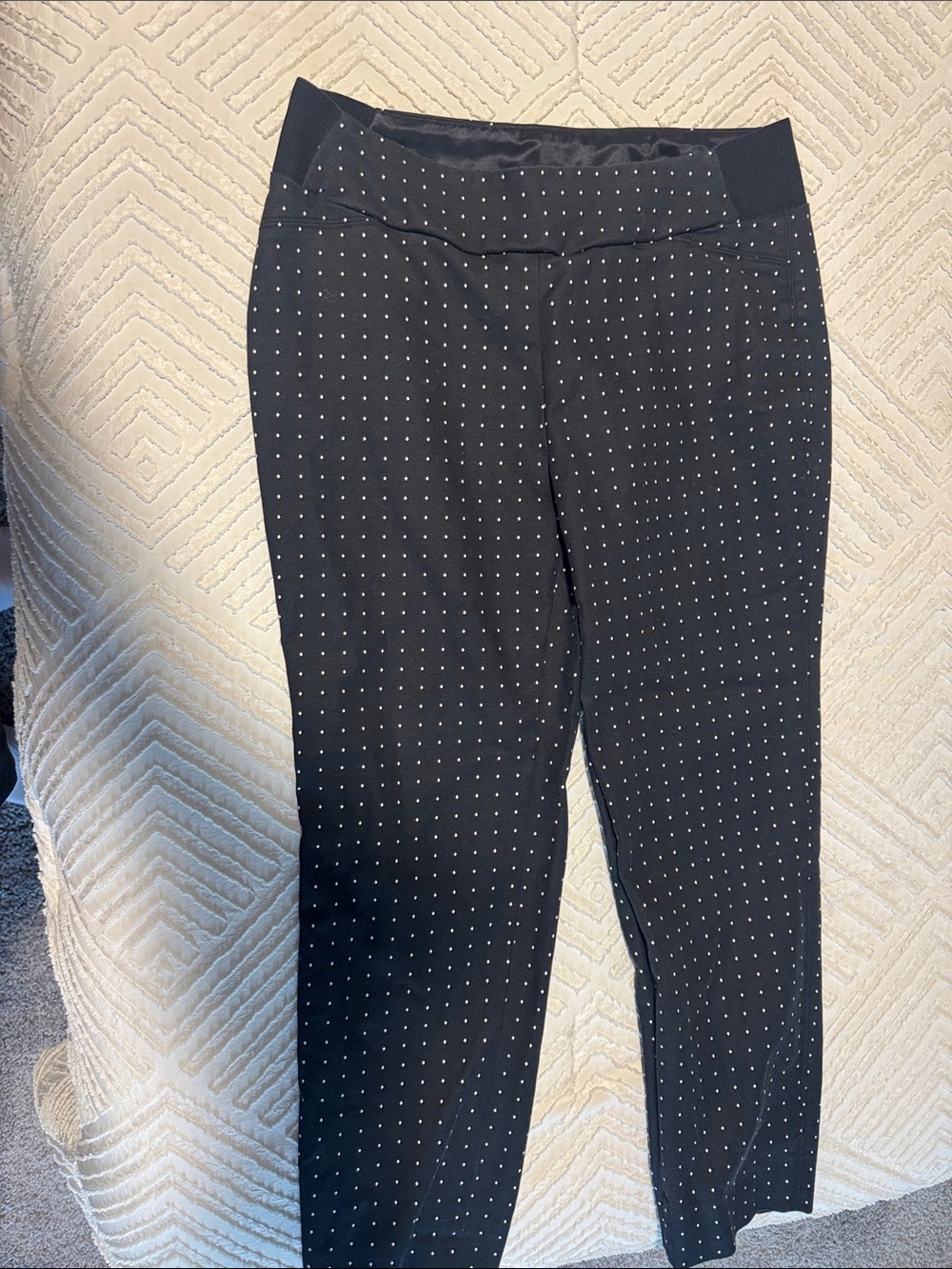 Investments Black Pants with White Micro Dot Pattern